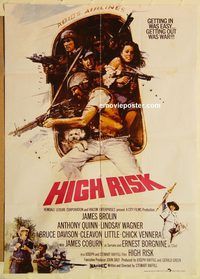 s524 HIGH RISK Pakistani movie poster '81 James Brolin, James Coburn