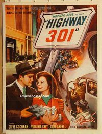 s526 HIGHWAY 301 Pakistani movie poster '51 Steve Cochran, Grey