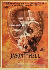 t299 JASON GOES TO HELL 25x35 Pakistani movie poster '93 Friday the 13th!