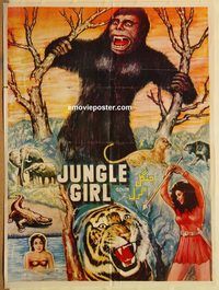 s595 JUNGLE GIRL style B Pakistani movie poster '41 serial