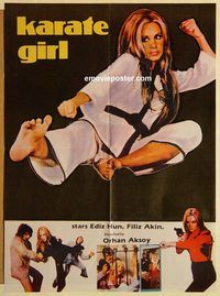 s605 KARATE GIRL Pakistani movie poster '66 super sexy kung fu!