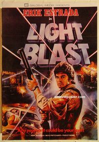 s673 LIGHT BLAST Pakistani movie poster '85 Erik Estrada, death ray