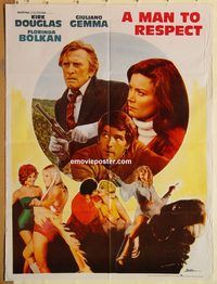 s716 MAN TO RESPECT Pakistani movie poster '72 Kirk Douglas, Italian!