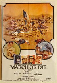 s728 MARCH OR DIE Pakistani movie poster '76 Gene Hackman, Hill