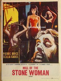 s765 MILL OF THE STONE WOMEN Pakistani movie poster '63 horror!
