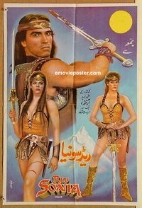 t311 RED SONJA 20x29 Pakistani movie poster '85 Arnold Schwarzenegger