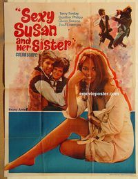 s998 SEXY SUZAN & HER SISTER #1 Pakistani movie poster '70s Torday