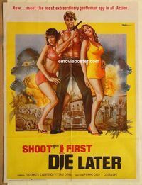 t016 SHOOT FIRST DIE LATER Pakistani movie poster '74 Italian action!
