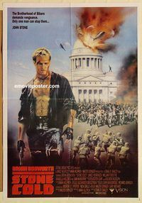 t076 STONE COLD #1 Pakistani movie poster '91 Bosworth, bikers!