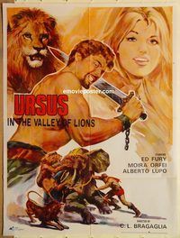 t202 URSUS IN THE VALLEY OF LIONS Pakistani movie poster '61 Ed Fury
