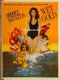 t234 WET GOLD Pakistani movie poster '84 Brooke Shields, TV movie!