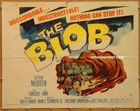 y083b BLOB half-sheet movie poster '58 early Steve McQueen sci-fi!
