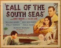 w028 CALL OF THE SOUTH SEAS half-sheet movie poster '44 Martin, Lane