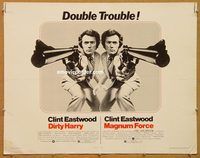 y149 DIRTY HARRY/MAGNUM FORCE half-sheet movie poster '75 double Eastwood!