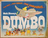 y153 DUMBO half-sheet movie poster R72 Walt Disney circus elephant classic!
