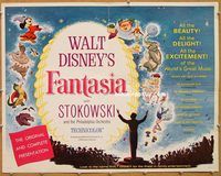 y162 FANTASIA half-sheet movie poster R63 Mickey Mouse, Disney classic!