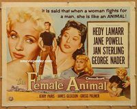 y165 FEMALE ANIMAL half-sheet movie poster '58 Hedy Lamarr, Jane Powell