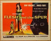 y172 FLESH & THE SPUR half-sheet movie poster '56 Agar, AIP naked fury!