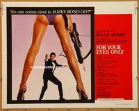 y177a FOR YOUR EYES ONLY half-sheet movie poster '81 Moore as James Bond!