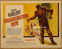 y179b FRANKENSTEIN 1970 half-sheet movie poster '58 Boris Karloff, horror!