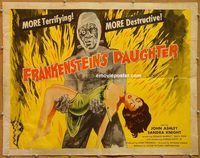 y180 FRANKENSTEIN'S DAUGHTER half-sheet movie poster '58 Ashley