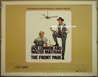 y187 FRONT PAGE half-sheet movie poster '75 Jack Lemmon, Walter Matthau