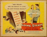 y199 GOING STEADY half-sheet movie poster '58 romance, teens in love!