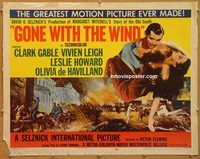 y202 GONE WITH THE WIND half-sheet movie poster R54 Clark Gable, Leigh