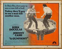 y206 GUNFIGHT half-sheet movie poster '71 Kirk Douglas, Johnny Cash