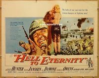 y213 HELL TO ETERNITY half-sheet movie poster '60 Jeffrey Hunter, WWII