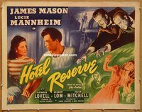 w026 HOTEL RESERVE half-sheet movie poster '44 James Mason, English!