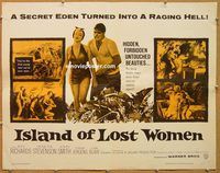 y247 ISLAND OF LOST WOMEN half-sheet movie poster '59 untouched beauties!