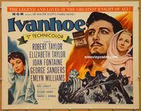 y251 IVANHOE half-sheet movie poster R62 Liz Taylor, Joan Fontaine