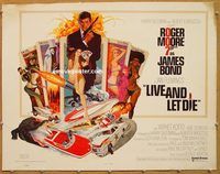 y283 LIVE & LET DIE East hemi half-sheet movie poster '73 Moore as Bond!