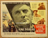 y285 LONELY ARE THE BRAVE half-sheet movie poster '62 Kirk Douglas