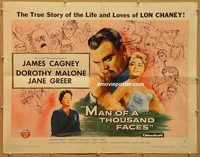 y292 MAN OF A THOUSAND FACES half-sheet movie poster '57 James Cagney