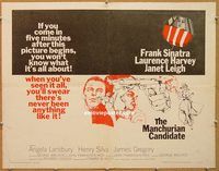 y293 MANCHURIAN CANDIDATE half-sheet movie poster '62 Frank Sinatra