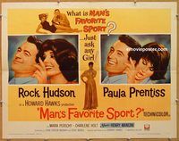 y297 MAN'S FAVORITE SPORT half-sheet movie poster '64 Rock Hudson, Prentiss