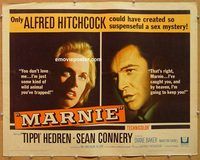 y301 MARNIE half-sheet movie poster '64 Sean Connery, Alfred Hitchcock