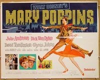 y303 MARY POPPINS half-sheet movie poster R73 Julie Andrews, Walt Disney