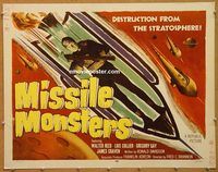 y307 MISSILE MONSTERS half-sheet movie poster '58 cool sci-fi image!