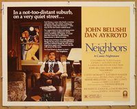 y323 NEIGHBORS half-sheet movie poster '81 John Belushi, Aykroyd