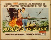 y330 NO MAN IS AN ISLAND half-sheet movie poster '62 Jeffrey Hunter
