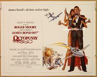 y338 OCTOPUSSY half-sheet movie poster '83 Roger Moore as James Bond!
