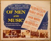 y339 OF MEN & MUSIC half-sheet movie poster '51 Arthur Rubinstein, Peerce