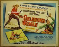 y341 OKLAHOMA WOMAN half-sheet movie poster '56 AIP western bad girl!