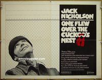 y345 ONE FLEW OVER THE CUCKOO'S NEST half-sheet movie poster '75 Nicholson