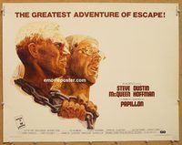 y361 PAPILLON half-sheet movie poster '74 Steve McQueen, Dustin Hoffman
