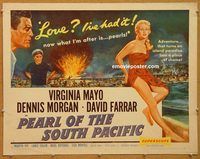 y367 PEARL OF THE SOUTH PACIFIC half-sheet movie poster '55 Mayo, Morgan