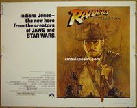 y387 RAIDERS OF THE LOST ARK half-sheet movie poster '81 Harrison Ford